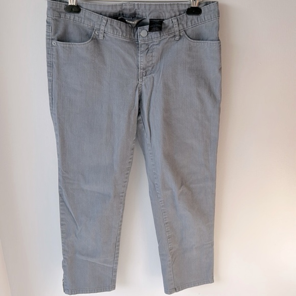 Norma Kamali Gray Cropped Zippered Ankle Jeans Size 8